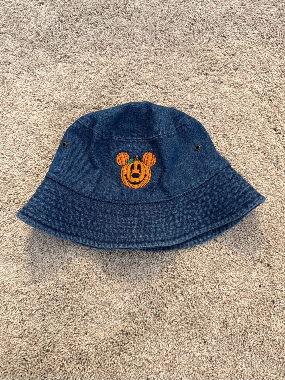 Adult Mickey Pumpkin Halloween Disney Bucket Hat Denim